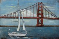 Schilderij - Metaalschilderij - Golden Gate Bridge, 120x80cm - thumbnail