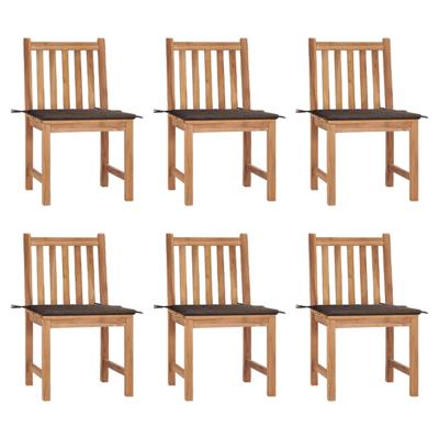 Tuinstoelen 6 st met kussens massief teakhout