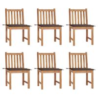 Tuinstoelen 6 st met kussens massief teakhout