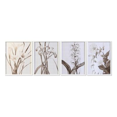 Schilderij DKD Home Decor Kristal Berken 55 x 70 x 2,5 cm 55 x 2,5 x 70 cm Blommor (4 Onderdelen)