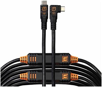 Tether Tools TetherPro Optima 10G USB-C, 31&apos; (9.4m), straight to right black