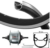 Kgs achterwiel 28 inch (622) velg stratos zw/zil nexus 8 rollerbrake