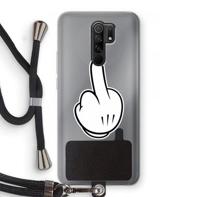 Middle finger black: Xiaomi Redmi 9 Transparant Hoesje met koord