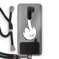 Middle finger black: Xiaomi Redmi 9 Transparant Hoesje met koord