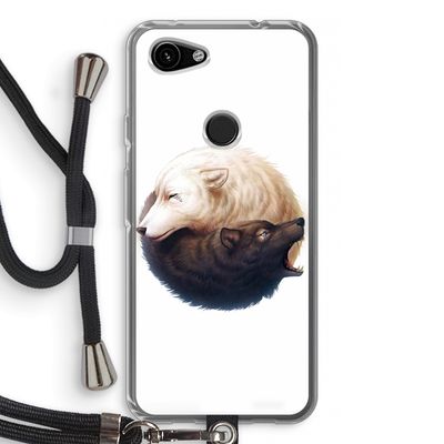 Yin Yang Wolves: Pixel 3a Transparant Hoesje met koord