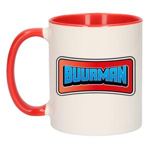 Cadeau koffie/thee mok voor je buurman - beste buurman - rood - 300 ml