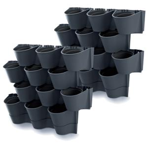 Prosperplast Plantenpotten - 2x - modulair - antraciet - L67 x B18 x H57cm