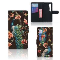 Xiaomi Mi Note 10 Pro | Telefoonhoesje | Met pasjeshouder | Pauw met Bloemen