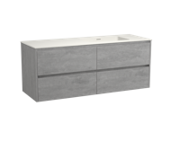 Storke Seda zwevend badmeubel 150 x 52 cm beton grijs met Mata asymmetrisch rechtse wastafel in matte Solid Surface - thumbnail