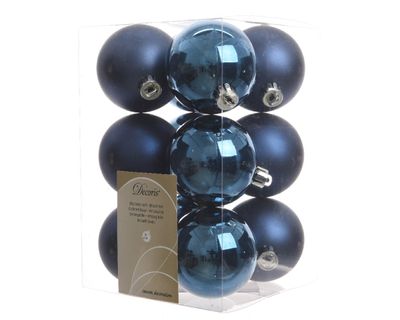 Kerstbal plastic glans-mat diameter 6cm nacht blauw - Ksd