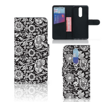 Alcatel 3 (2019) Hoesje Black Flowers - thumbnail