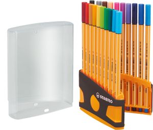 Fineliner STABILO point 88 ColorParade antraciet/oranje etui ÃƒÆ’ 20 kleuren