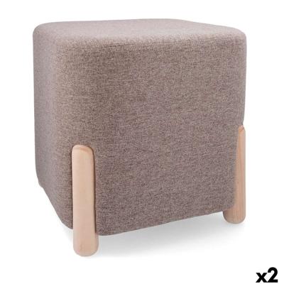Poef Vinthera Moa Bruin Hout 34 x 34 x 38 cm (2 Stuks)