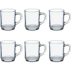 6x stuks Theeglazen/koffieglazen transparant glas 260 ml