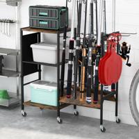 Hengelhouder Visuitrusting Opbergtrolley met Universele Vergrendelende Wielen Visuitrusting Organisator voor Garage