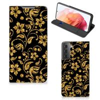 Samsung Galaxy S21 Smart Cover Gouden Bloemen