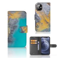 Apple iPhone 12 Mini | Bookcase | Marble Blue Gold