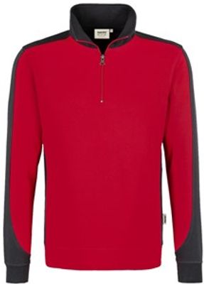 Hakro 476 Zip sweatshirt Contrast MIKRALINAR® - Red/Anthracite - 5XL