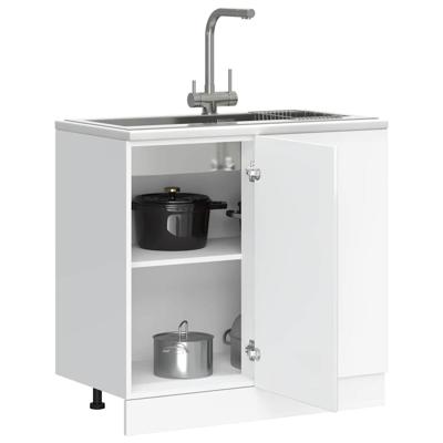 Keuken onderkast Kalmar bewerkt hout hoogglans wit