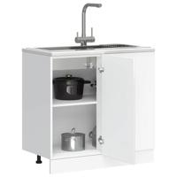 Keuken onderkast Kalmar bewerkt hout hoogglans wit