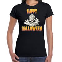 Happy Halloween horror mummie verkleed t-shirt zwart voor dames