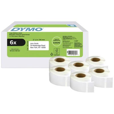 DYMO 2177564 Rol met etiketten 25 x 54 mm Wit 3000 stuk(s) Permanent hechtend Verzendetiketten
