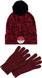 Pokémon - Red&Black Giftset (Beanie & Knitted Gloves)