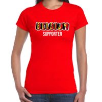 Rood t-shirt Belgium / Belgie supporter EK/ WK voor dames - thumbnail