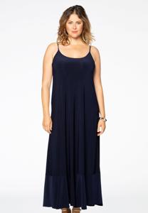 Yoek Maxi jurk spaghetti | Blauw | Maat 54/56