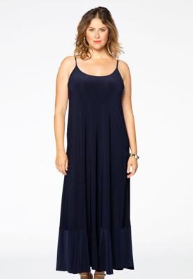 Yoek Maxi jurk spaghetti | Blauw | Maat 38/40