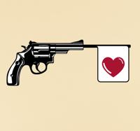 Muursticker revolver met hartje Muursticker revolver met hartje