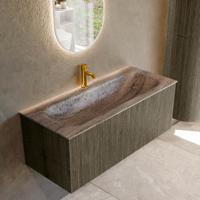 Badmeubel Mondiaz Kurve-Dlux | 110 cm | Meubelkleur Shadow | Wastafelkleur Oza | Solid surface | Wasbak midden spoelbak | 1 kraangat