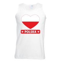 Polen hart vlag singlet shirt/ tanktop wit heren - thumbnail