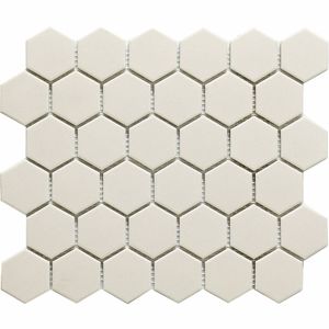 Mozaïek London 28.1x32.5 cm Onverglaasd Porselein Hexagon, Mat Antislip En Wit The Mosaic Factory