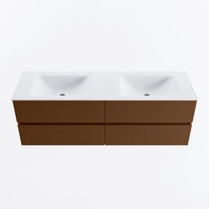 MONDIAZ VICA 150cm badmeubel onderkast Rust 4 lades. Wastafel CLOUD dubbel 2 kraangaten, kleur Talc.