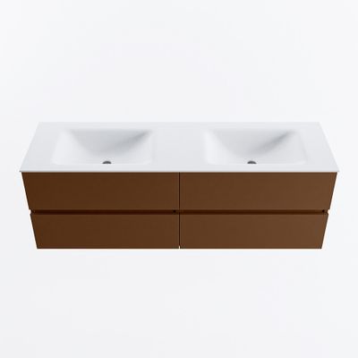 MONDIAZ VICA 150cm badmeubel onderkast Rust 4 lades. Wastafel CLOUD dubbel 2 kraangaten, kleur Talc.