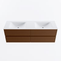 MONDIAZ VICA 150cm badmeubel onderkast Rust 4 lades. Wastafel CLOUD dubbel 2 kraangaten, kleur Talc.