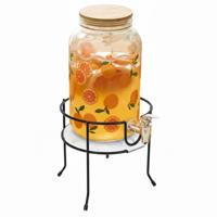 Drankdispenser/limonadetap - oranje - 4 ltr - inclusief standaard - 19 x 19 cm