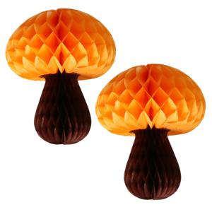 Hangdecoratie herfst thema paddenstoel oranje - 2x - 20 cm- herfst versiering - brandvertragend