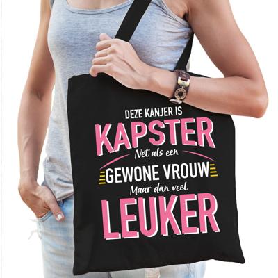 Gewone vrouw / kapster - Cadeau tas - zwart - voor dames - kado tas / verjaardag tasje / shopper