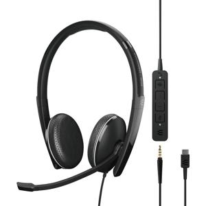 EPOS 1000906 On Ear headset Telefoon Kabel Stereo Zwart Noise Cancelling Volumeregeling, Microfoon uitschakelbaar (mute)