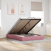 Ottoman bedframe zonder matras 140x190 cm fluweel roze