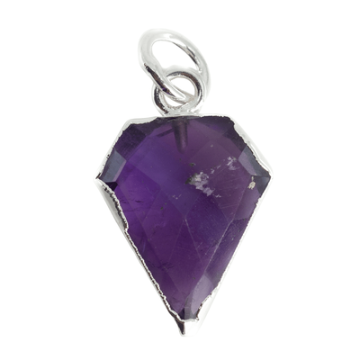 Edelsteen Hanger Amethist Diamantvorm - Verzilverd - 15 x 12 mm