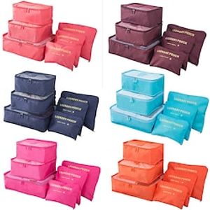 6 stks reizen opbergtas set voor kleding netjes organizer garderobe koffer pouch travel organizer bag case schoenen verpakking kubus tas Lightinthebox