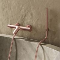 Badkraan SaniClear Copper | Opbouw | Thermostaatkraan | Incl.Handdoucheset | 2-weg | 2-knops | Rond | Koper geborsteld