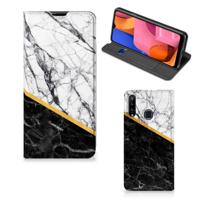 Samsung Galaxy A20s | Standcase | Marmer Wit Zwart - Origineel Cadeau Man