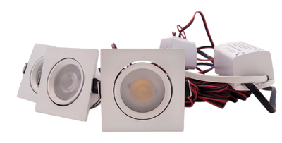 Set 3 x vierkante inbouwspot 4W wit