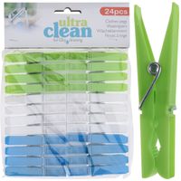 24x Wasknijpers groen/blauw/wit van kunststof 7 cm