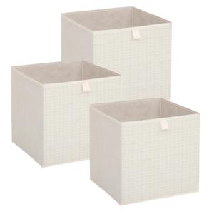 Opbergbox kastmand - 3x - beige/tweed - 31 x 31 x 31 cm - opbergers