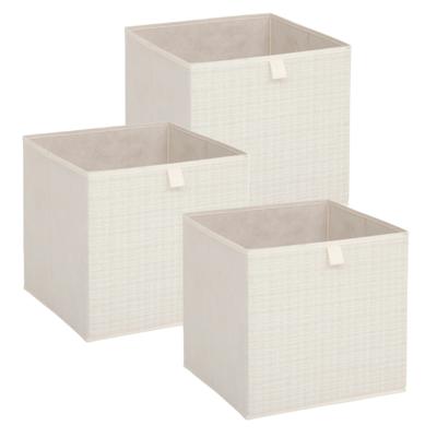 Opbergbox kastmand - 3x - beige/tweed - 31 x 31 x 31 cm - opbergers